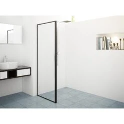 Baliv Seitenwand Für Duschkabine DUK-90.91W 90 Cm X 195 Cm Schwarz -Home Bathroom 111031 AB03 190221 L RET01