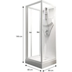 Schulte Komplettduschkabine Juist Mit Schiebetür Weiß 190x80x80 Cm -Home Bathroom 32020 2053 4060991009730 1 4