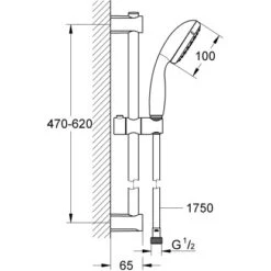 Grohe QuickFix Brausestangenset Vitalio Start 100 Schwarz 2 Strahlarten -Home Bathroom 4005176782183 4520 VM 01