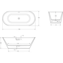 Ottofond Freistehende Badewanne Eko 170 Cm X 75 Cm Weiß -Home Bathroom 4005489137281 3209 VM 04