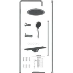 Schütte Überkopf-Brauseset Aquastar Umsteller Mittig Chrom-Anthrazit -Home Bathroom 4008431605012 2759 7