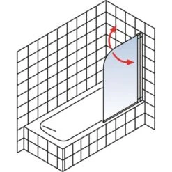 Schulte Wannenaufsatz Schwenkbar Echtglas Chrom Dekor Softcube 140 Cm X 80 Cm -Home Bathroom 4060991005145 2053 3
