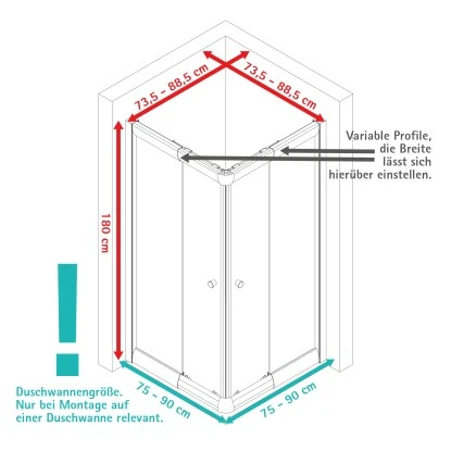 Schulte Eckeinstieg Mit Schiebetüren Sunny 180 Cm X 75-90 Cm Weiß Glasdekor 8 Schulte Eckeinstieg Mit Schiebetüren Sunny 180 Cm X 75-90 Cm Weiß Glasdekor – Bild 6