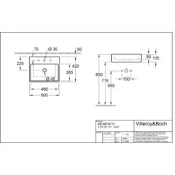 Villeroy & Boch Boch Aufsatzwaschbecken Memento 50 Cm Alpinweiß Mit Hahnloch Mit ÜL -Home Bathroom 4123 vbtz 513550 513551 5 1