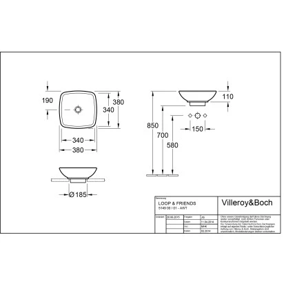 Villeroy & Boch Friends Aufsatzwaschbecken 38 Cm Pergamon Mit ÜL CPlus 4 Villeroy & Boch Friends Aufsatzwaschbecken 38 Cm Pergamon Mit ÜL CPlus – Bild 2
