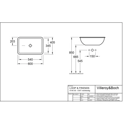 Villeroy & Boch Loop & Friends Einbauwaschbecken 60 Cm Alpinweiß Mit ÜL CPlus 4 Villeroy & Boch Loop & Friends Einbauwaschbecken 60 Cm Alpinweiß Mit ÜL CPlus – Bild 2