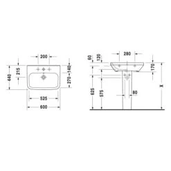 Duravit Waschbecken 60 Cm Durastyle Weiß -Home Bathroom 415414 1709 skizze 2