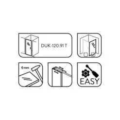 Baliv Seitenwand Für Duschkabine DUK-90.91W 90 Cm X 195 Cm Schwarz -Home Bathroom 4250312111031 WEB02 270521