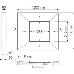 ESS Easy Drain Duschrinne DOT Square 61,5 X 61,5 Cm -Home Bathroom 4848529 1709 tz