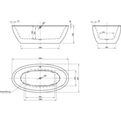 Freistehende Badewanne Latina 190 Cm X 94 Cm Weiß -Home Bathroom 675593 3209 3