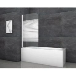 Aurlane BadewannenfaltwandWhite Stripes 1 Weiß 80 Cm X 140 Cm 1-flügelig