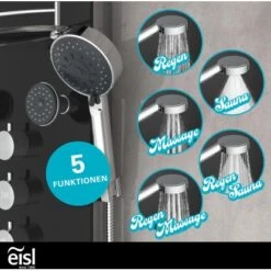 Eisl Duschpaneel Karibik 3 In 1 Mit Regendusche Sechs Massagedüsen Schwarz -Home Bathroom 7663602 2759 8