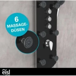 Eisl Duschpaneel Karibik 3 In 1 Mit Regendusche Sechs Massagedüsen Schwarz -Home Bathroom 7663602 2759 9