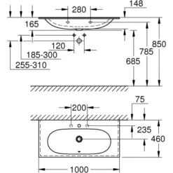 Grohe Waschtisch Essence 100 Cm Mit Hahnloch Und Überlauf PureGuard 7 Grohe Waschtisch Essence 100 Cm Mit Hahnloch Und Überlauf PureGuard -Home Bathroom 779013 4520 3