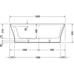 Duravit Badewanne Cape Cod 190 Cm X 90 Cm Vorwandversion Mit Rückenschräge Weiß -Home Bathroom 793832 4123 700364V
