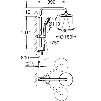Grohe Duschsystem Mit Umstellung Vitalio Joy 180 4 Grohe Duschsystem Mit Umstellung Vitalio Joy 180 – Bild 2