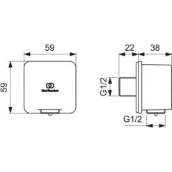 Ideal Standard Brauseschlauchanschluss Idealrain Atelier Grey Eckig Aufputz -Home Bathroom 887958 3049 6