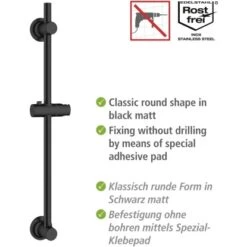 Wenko Duschstange Schwarz Befestigen Ohne Bohren -Home Bathroom 903403 1068 03