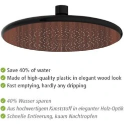 Wenko Regenduschkopf Watersaving Wood Ø 22,5 Cm -Home Bathroom 903683 1068 05